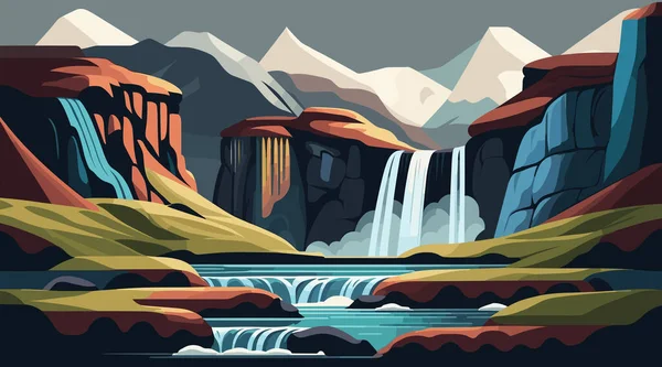 アイスランドの美しい風景 ベクターイラスト — ストックベクタ