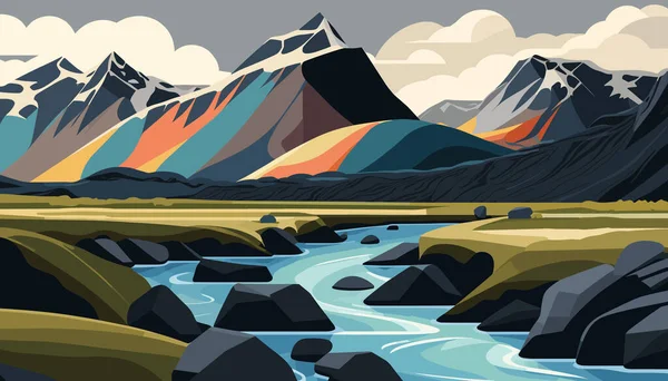 아이슬란드의 아름다운 일러스트 — 스톡 벡터