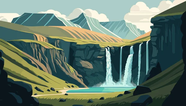 Piękny Krajobraz Islandii Ilustracja Wektora — Wektor stockowy