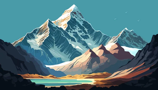 Cima Montuosa Everest Montagna Più Alta Del Mondo Parco Nazionale — Vettoriale Stock