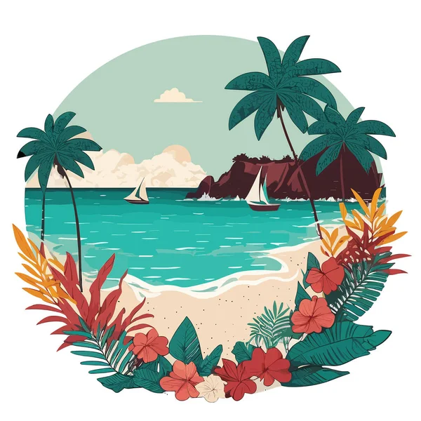 Piękna Tropikalna Plaża Ilustracje Wektorów — Wektor stockowy