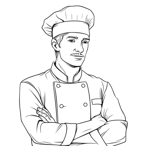 交叉双臂的厨师 厨师或烘培师的矢量图解 — 图库矢量图片