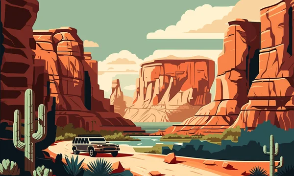 Landscape Canyonlands National Park Utah Usa Vector Illustration — Stock Vector