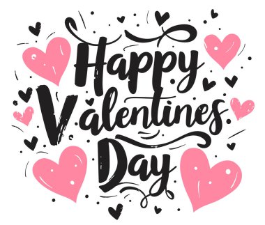 Sevgililer Günün kutlu olsun. El yazması harfler. Vektör illüstrasyonu.