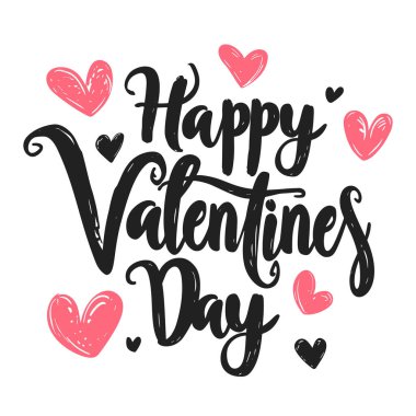 Sevgililer Günün kutlu olsun. El yazması harfler. Vektör illüstrasyonu.