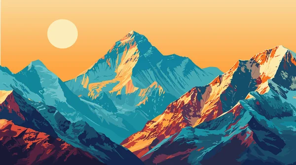 Mountain landscape at sunset. Vector illustration of a mountain range.