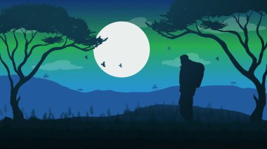 Tepeden Doğaya Bakan Bir Dağcı - Güzel 2B Manzara Duvar Kağıdı