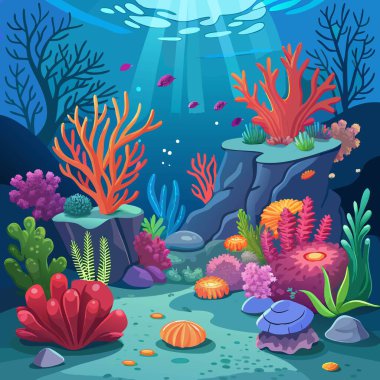 underwater scene with coral and coral clipart