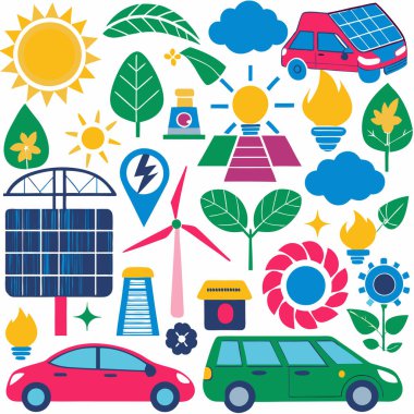 set of vector icons of the eco energy clipart