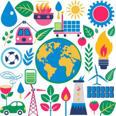 renewable-resources flat icon set clipart