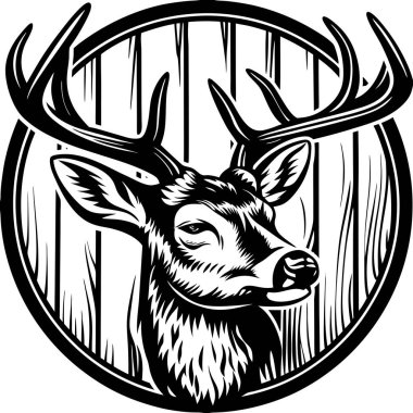 vector black deer head with horns. clipart