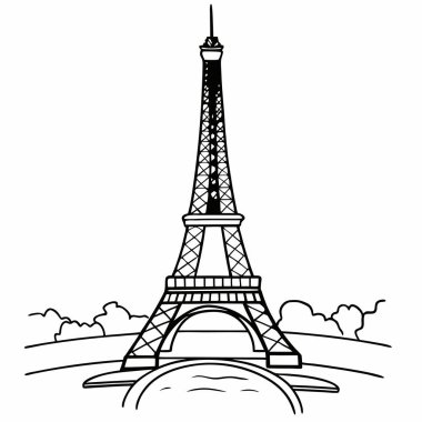 classic silhouette of the Eiffel Tower, representing the elegance and romance of Paris. Perfect for travel-inspired art, minimalist decor, or iconic branding. Keywords: clipart