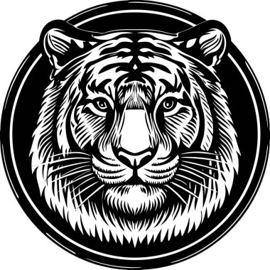 tiger head with big eyes and black background clipart