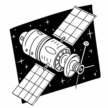 Explore the iconic silhouettes of space satellites, representing advanced communication, exploration, and the marvels of technology in orbit around Earth and beyond. clipart