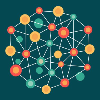 A visually striking representation of neural network nodes interconnected by lines, symbolizing the complex web of AI, machine learning, and data processing. This design captures the essence of digital intelligence and modern computing. clipart