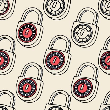 Vector design featuring digital padlocks arranged in seamless grids, perfect for cybersecurity, data protection, and tech-themed visuals. clipart