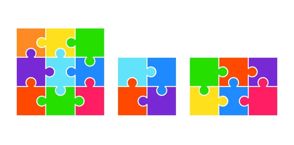 Puzzleteile Isoliert Auf Weißem Hintergrund Set Sammlung Puzzle Vektoraktie — Stockvektor