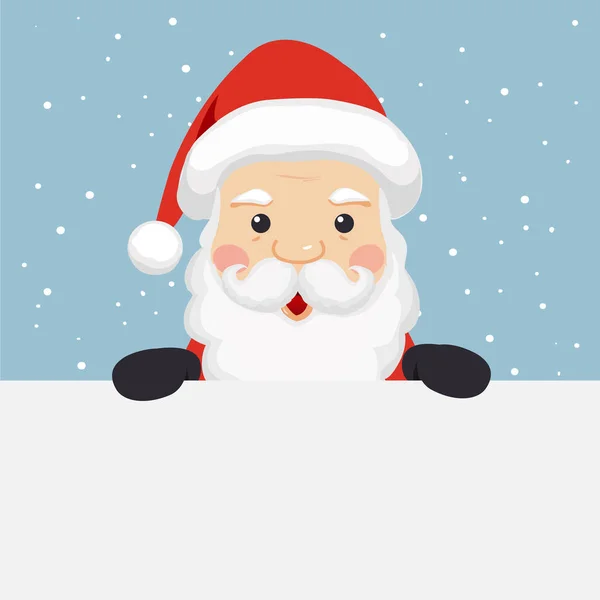 Санта Клаус Держит Пустой Рекламный Баннер Симпатичный Мультяшный Санта Клаус — стоковый вектор