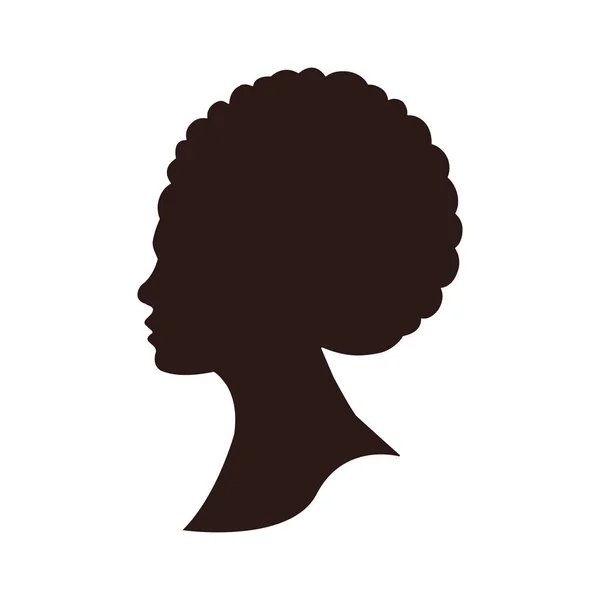 Donna Nera Con Silhouette Afro Capelli Isolati Sfondo Bianco Donna — Vettoriale Stock