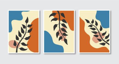 Boho estetik duvar resmi poster baskısı. Poster sanatı. Soyut modern sanat posterleri. Minimalist el yapımı. Vektör deposu