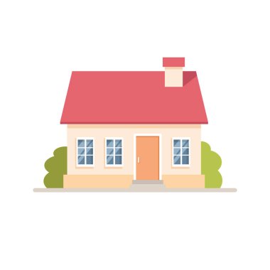 House isolated on white background. House in flat style. Front view modern urban house. Vector stock