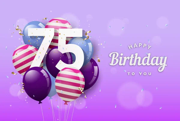 Happy 75Th Birthday Greeting Card Balloons Years Anniversary 75Th Celebrating — Stock Vector