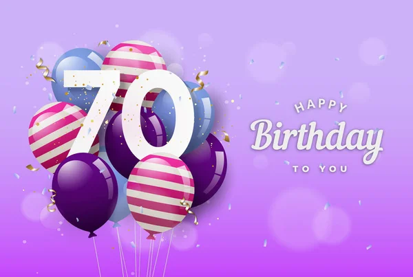 Happy 70Th Birthday Greeting Card Balloons Years Anniversary 70Th Celebrating — Stock Vector