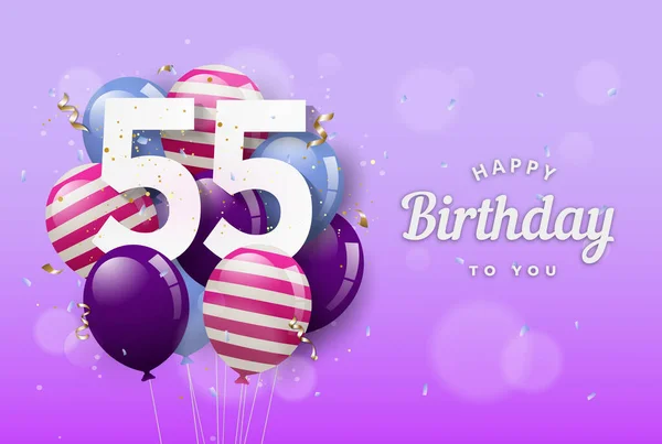 Happy 55Th Birthday Greeting Card Balloons Years Anniversary 55Th Celebrating — Stock Vector