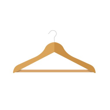 Wooden clothes hanger isolated on a white background. Vector stock
