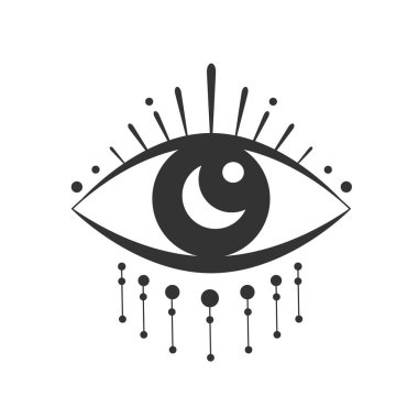 Eye boho isolated on white background. Aesthetic eye bohemian style. Mystical sign for design, logo, tattoo. Vector stock