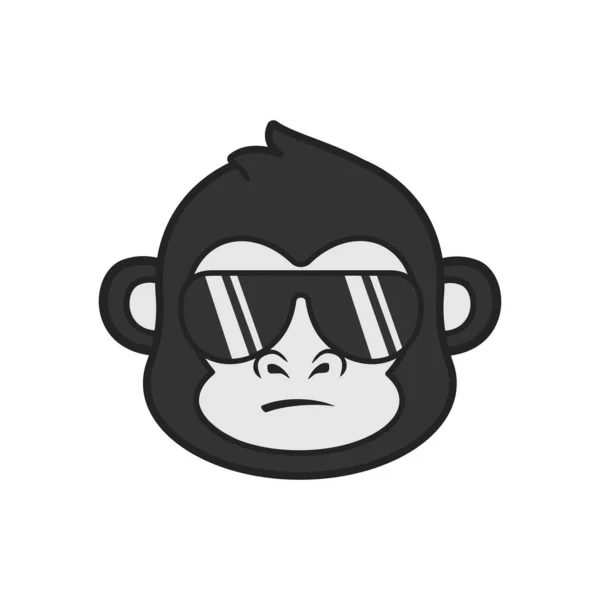 Monkey Logo Isolated White Background Cool Gorilla Head Wear Sunglasses — Stock Vector