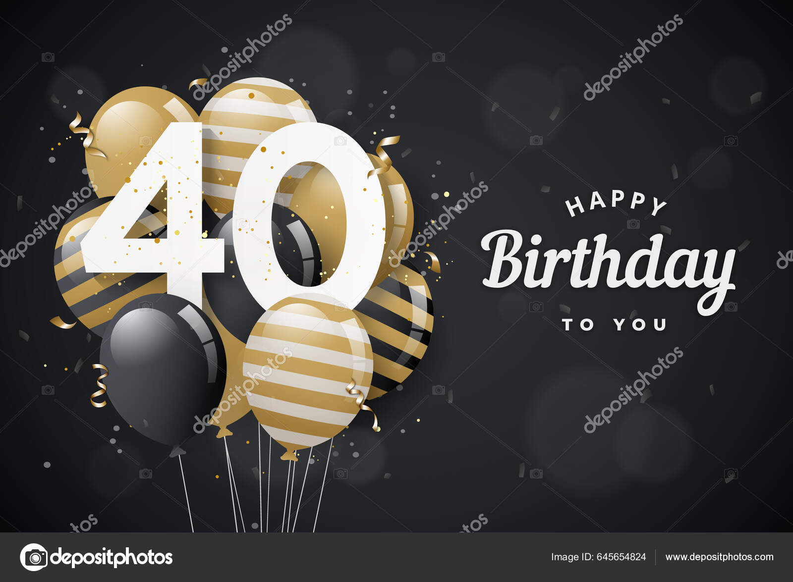 Feliz Cumpleaños 40Th Globos Tarjeta Felicitación Fondo Negro Años  Aniversario Vector de stock por ©Fayethequeen93 645654824
