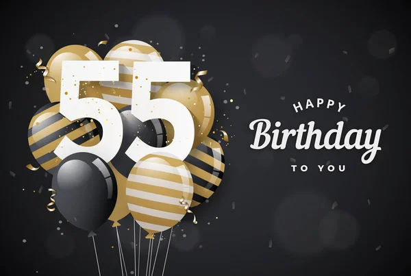 Alles Gute Zum Geburtstag Luftballons Grußkarte Schwarzen Hintergrund Jahre Jubiläum — Stockvektor