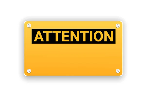 Blank Attention Sign Isolated White Background Caution Yellow Sign Vector — Stock Vector