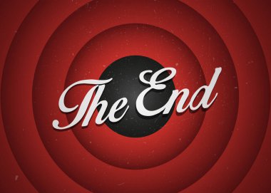 Klasik film bitişi ekran arka planı. Eski film bitişi ekranı. Vektör deposu