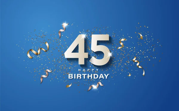 45E Verjaardag Met Witte Cijfers Een Blauwe Achtergrond Gelukkige Verjaardag — Stockfoto