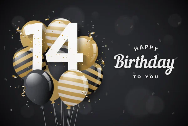 Χρόνια Πολλά 14Α Μπαλόνια Ευχετήρια Κάρτα Μαύρο Φόντο Χρόνια Επέτειο — Διανυσματικό Αρχείο