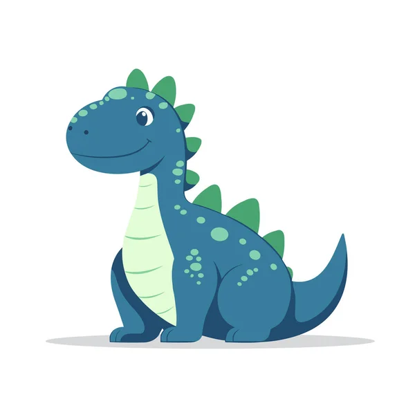 Lindo Dinosaurio Aislado Sobre Fondo Blanco Dibujos Animados Dinosaurios Azules — Vector de stock