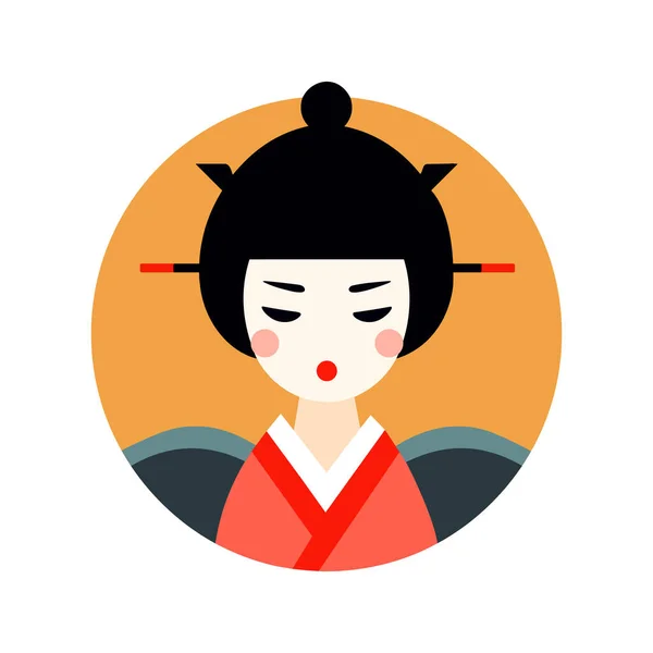Japanse Geisha Logo Ontwerp Template Geïsoleerd Witte Achtergrond Traditionele Japanse — Stockvector