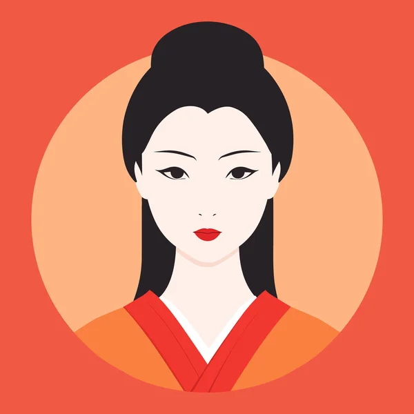 Femme Japonaise Costume Traditionnel Icône Ancien Avatar Japonais Geisha Concept — Image vectorielle