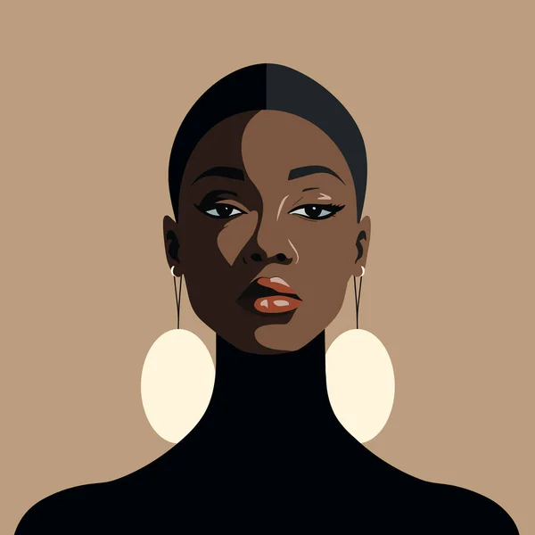 Mulher Negra Avatar Ícone Moderno Desenho Mulher Africana Cartaz Contemporâneo —  Vetores de Stock