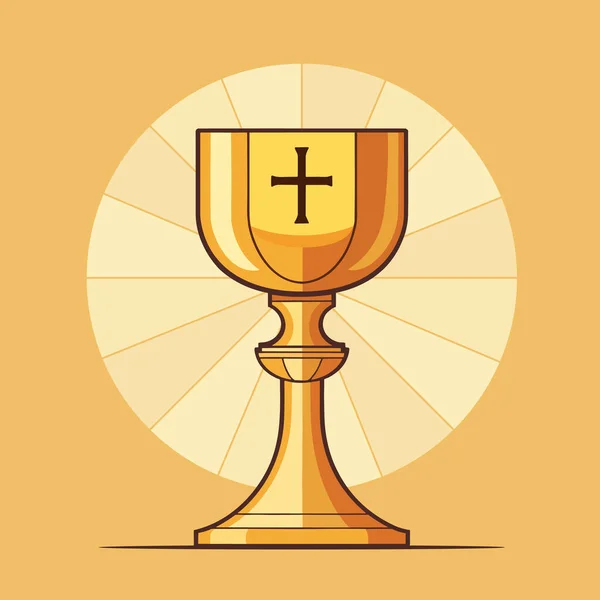 Golden Chalice Holy Communion First Communion Concept Vector Stock — Stock Vector