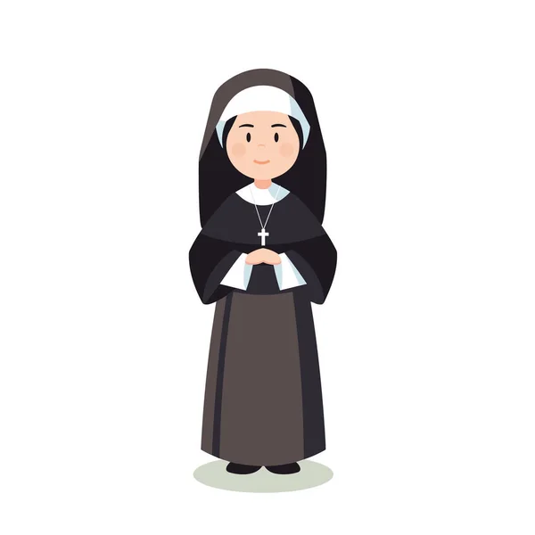고립된 눈없는 수녀가 십자가를 카톨릭 신자이기도 반사기 — 스톡 벡터