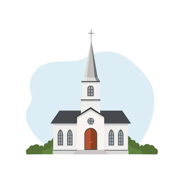 Edifício Igreja Isolado Sobre Fundo Branco Arquitetura Igreja Católica Existências — Vetor de Stock