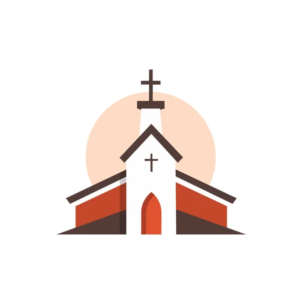 Logo Bâtiment Église Isolé Sur Fond Blanc Architecture Église Catholique — Image vectorielle