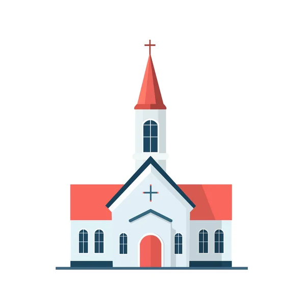Christan Kilise Binası Beyaz Arka Planda Izole Edilmiş Dini Bina — Stok Vektör