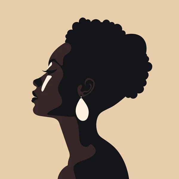 Mulher Negra Avatar Ícone Moderno Desenho Mulher Africana Cartaz Contemporâneo — Vetor de Stock