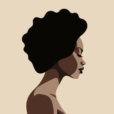 Siyah kadın modern ikon avatarı. Afrikalı kadın tasarımı. Soyut çağdaş poster. Duvar tasarımı. Vektör deposu