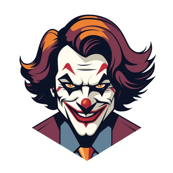 Логотип Обличчя Джокера Ізольовано Білому Тлі Жахливий Жарт Обличчя Талісмана — стоковий вектор
