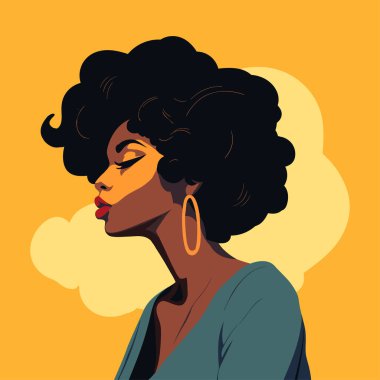 Siyah kadın modern ikon avatarı. Afrikalı kadın tasarımı. Soyut çağdaş poster. Duvar tasarımı. Vektör deposu